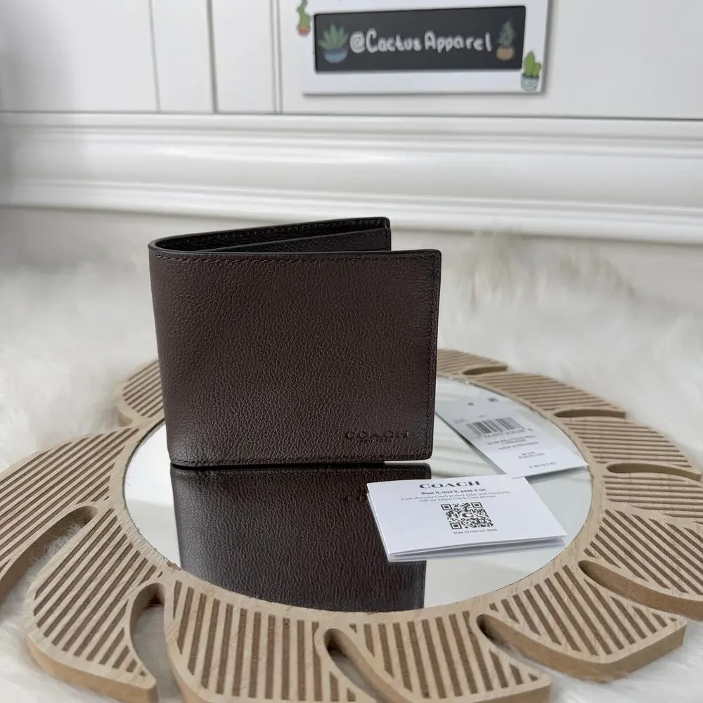 New Coach Men’s Slim Billfold Natural Grain Leather In Maple